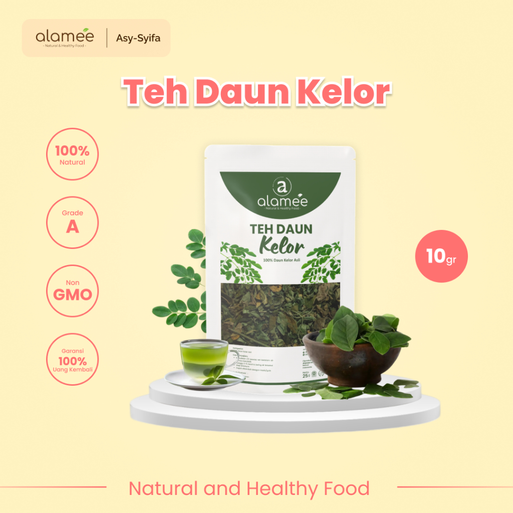 

ALAMEE Teh Daun Kelor Herbal Alami Moringa Tea Flower Asli Kering Organik Siap Seduh Minum 10gr