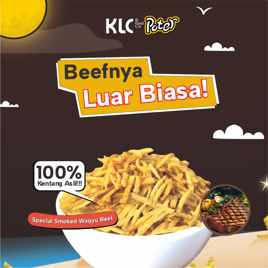 

Poter Smoked Wagyu Beef Camilan Stik Kentang Renyah Gurih Snack Potato Finger 50gr - KLC Food