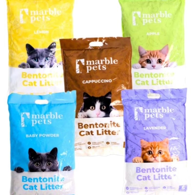 INSTANT PASIR KUCING PREMIUM 5L MARBLE PETS AWET WANGI TAHAN LAMA BENTONITE CAT LITTER 5 LITER Pup P