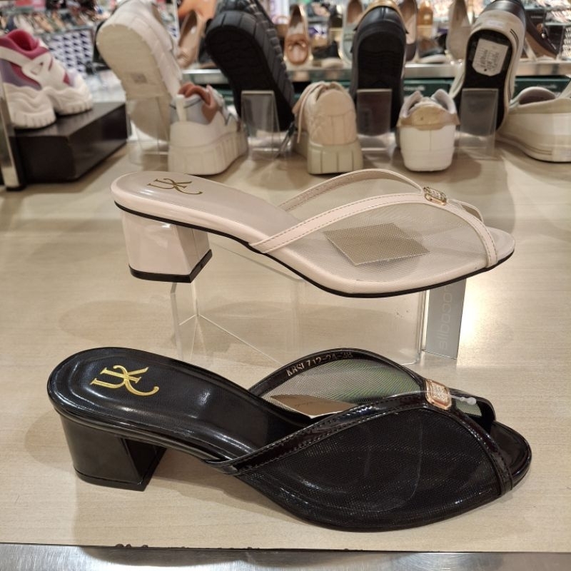 Yongki komaladi new sandal selop heels hak 5cm wanita ringan & ori size 36-41