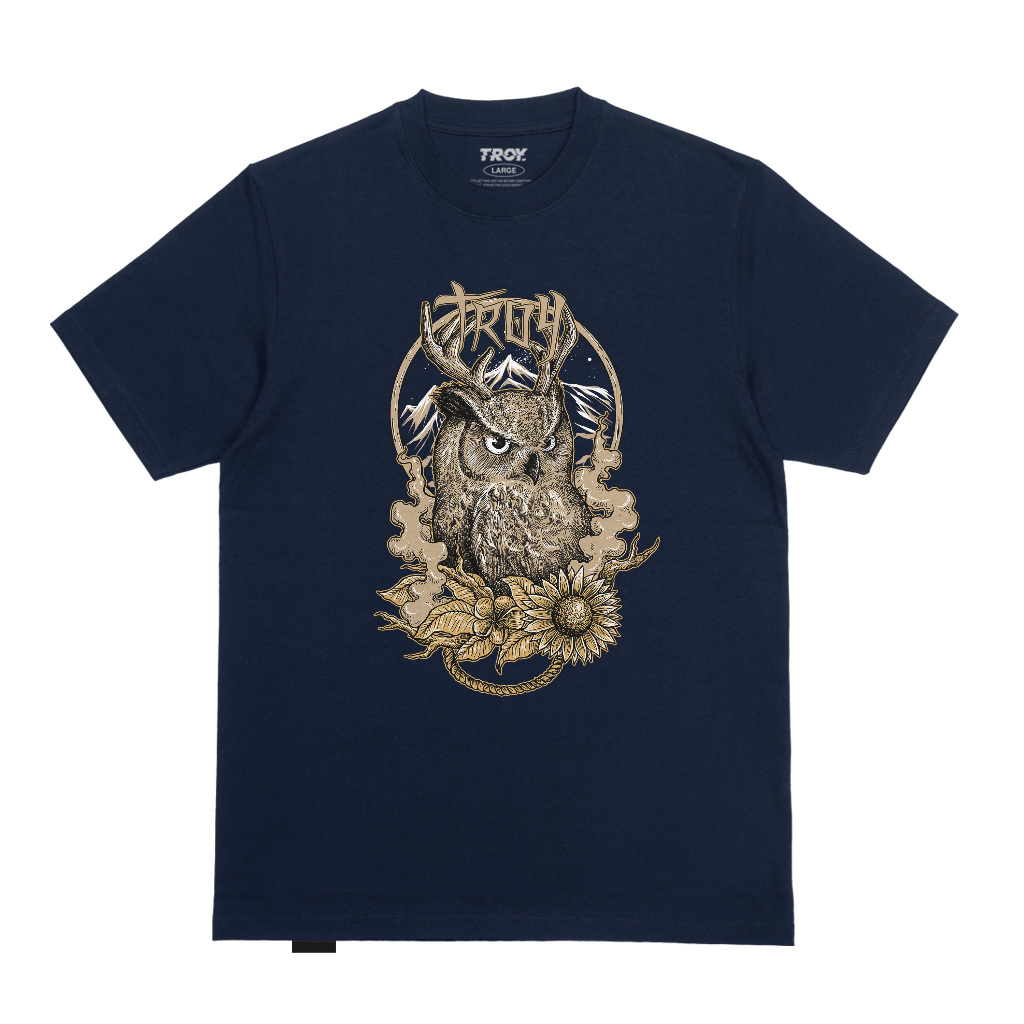Troy Company T-shirt Blue Navy Owl Everst - Kaos Lengan Pendek Kaos Biru Navy MTD 2824