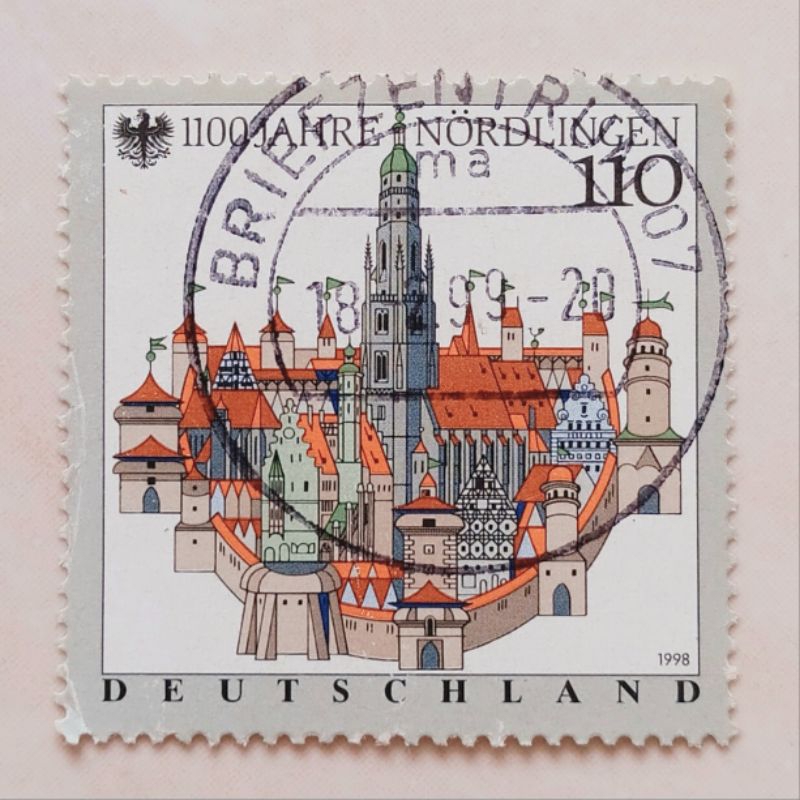 

(AE) Perangko Jerman 1998 Nördlingen Walled City 110 pfennig Used