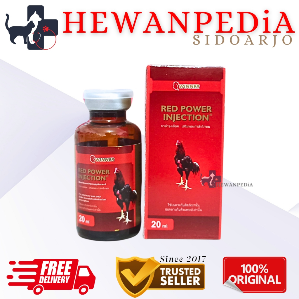RED POWER INJEKSI 20 ml - Suplemen Multivitamin Ayam Aduan Doping Ayam Laga Pukulan Kencang Kuat