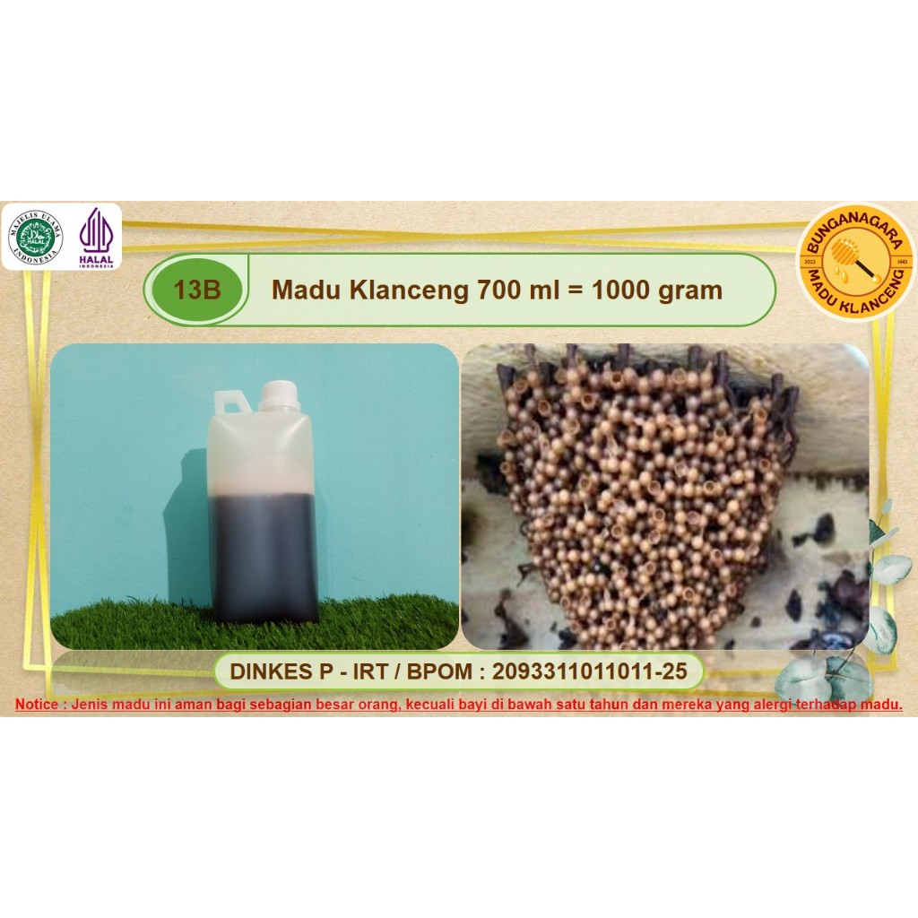 

MADU KLANCENG ASLI HUTAN ALAM INDONESIA 1 KG | 700 ML 1000 GRAM BUNGANAGARA PURE HONEY