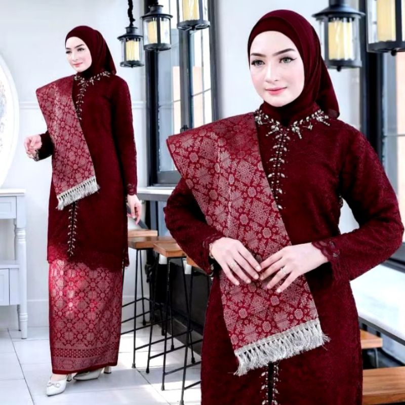 Set Kebaya Baju Kurung / Brokat Songket Selendang / Baju Kurung Malaysia / Baju Kurung Melayu