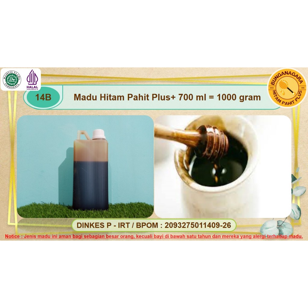 

MADU HITAM PAHIT PLUS+ ASLI HUTAN ALAM INDONESIA 1 KG | 700 ML 1000 GRAM BUNGANAGARA PURE HONEY