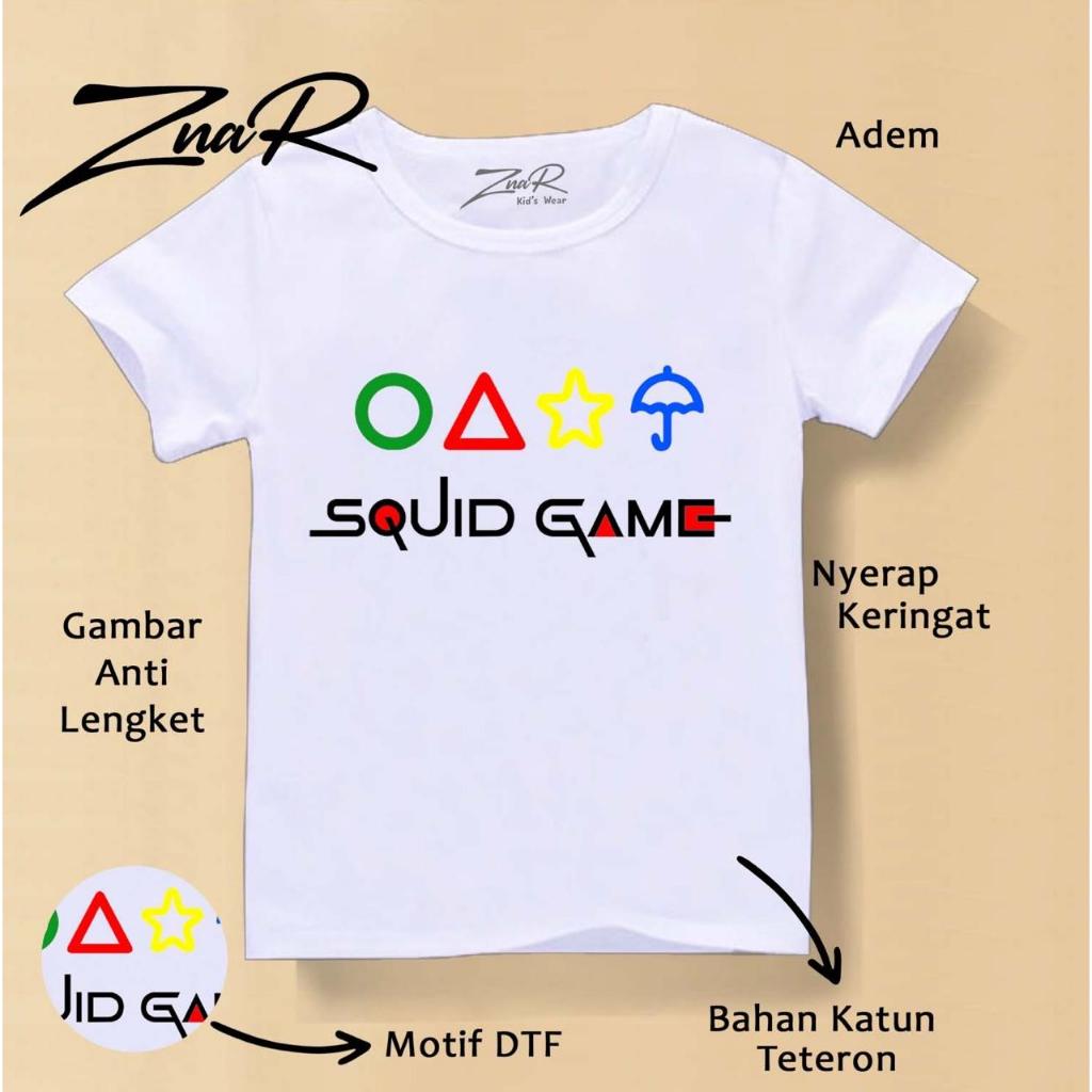 Znar - Baju kaos anak anak gambar Squid Game/ Unisex
