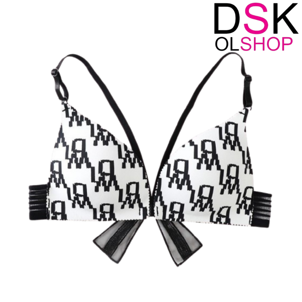 DSKMALL Bra Kancing Depan Dengan Simpul Sexy Pita Kupu Kupu DI Belakang Motif Lucu BR841