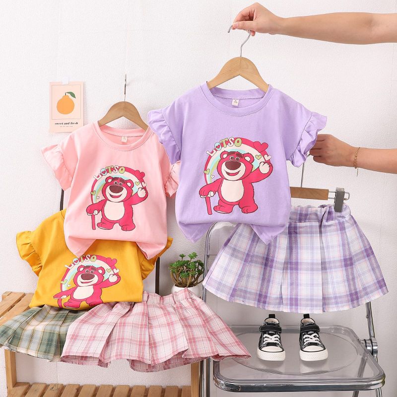 Setelan  Anak usia 1-3 Tahun/ Baju Anak perempuan/ Rok anak perempuan/ Rok kotak kotak