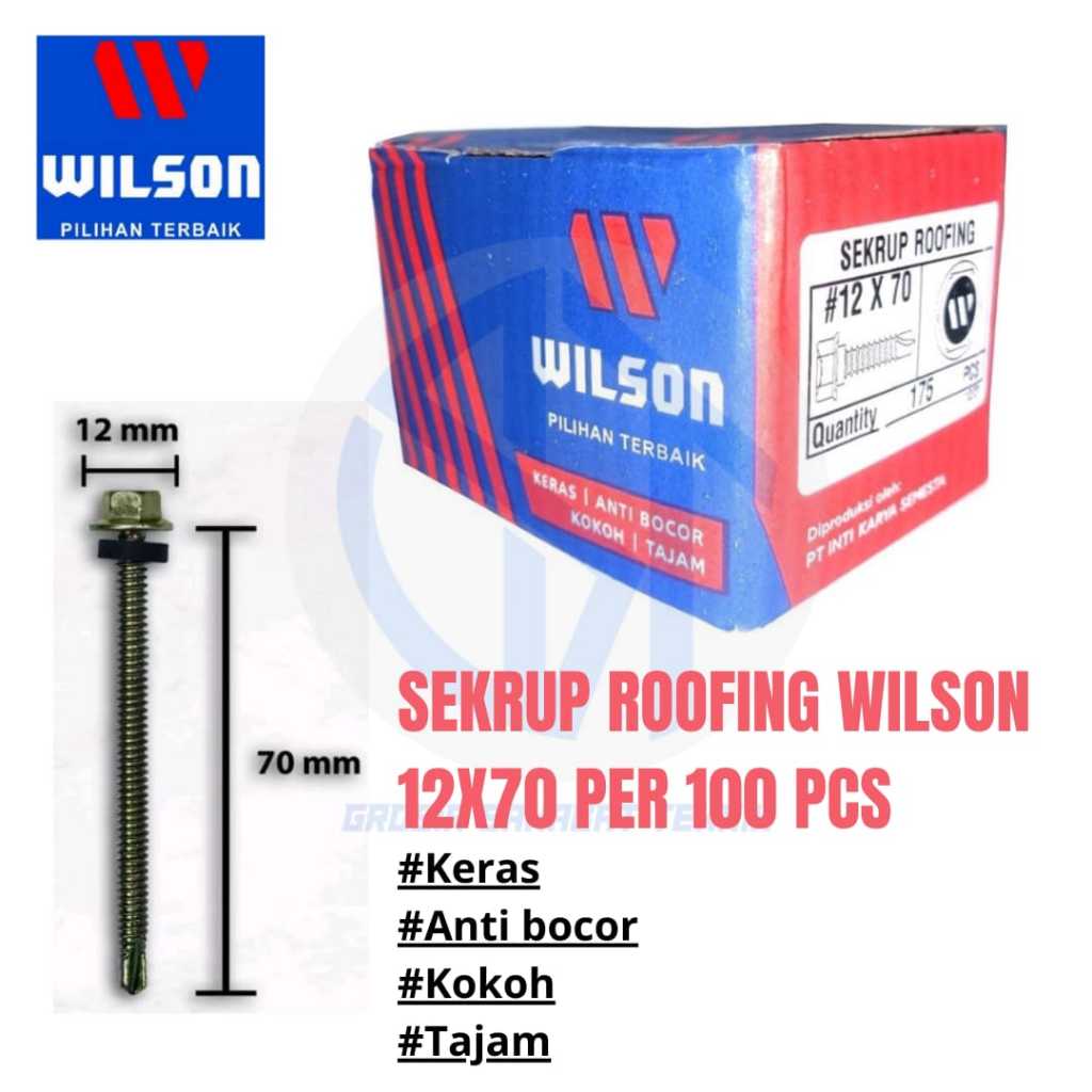 PER 100 PCS Sekrup Roofing 12X70 Sekrup Baut Baja Ringan Baut Wilson 12x70 mm