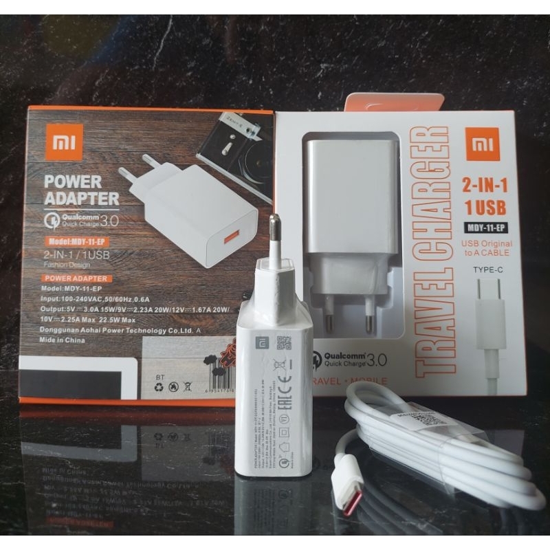 CHARGER XIAOMI REDMI MI 22W / USB TYPE C / MDY-11-EP  SUPPORT FAST CHARGING ORIGINAL REDMI 9 REDMI N