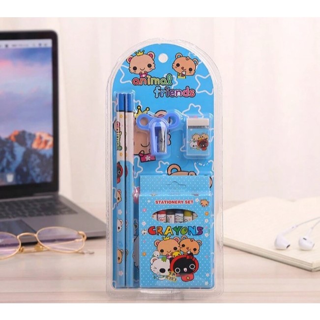 

Alat Tulis / Set Alat Tulis / Paket Alat Tulis Anak Stationery Set 4in1 (Blue)