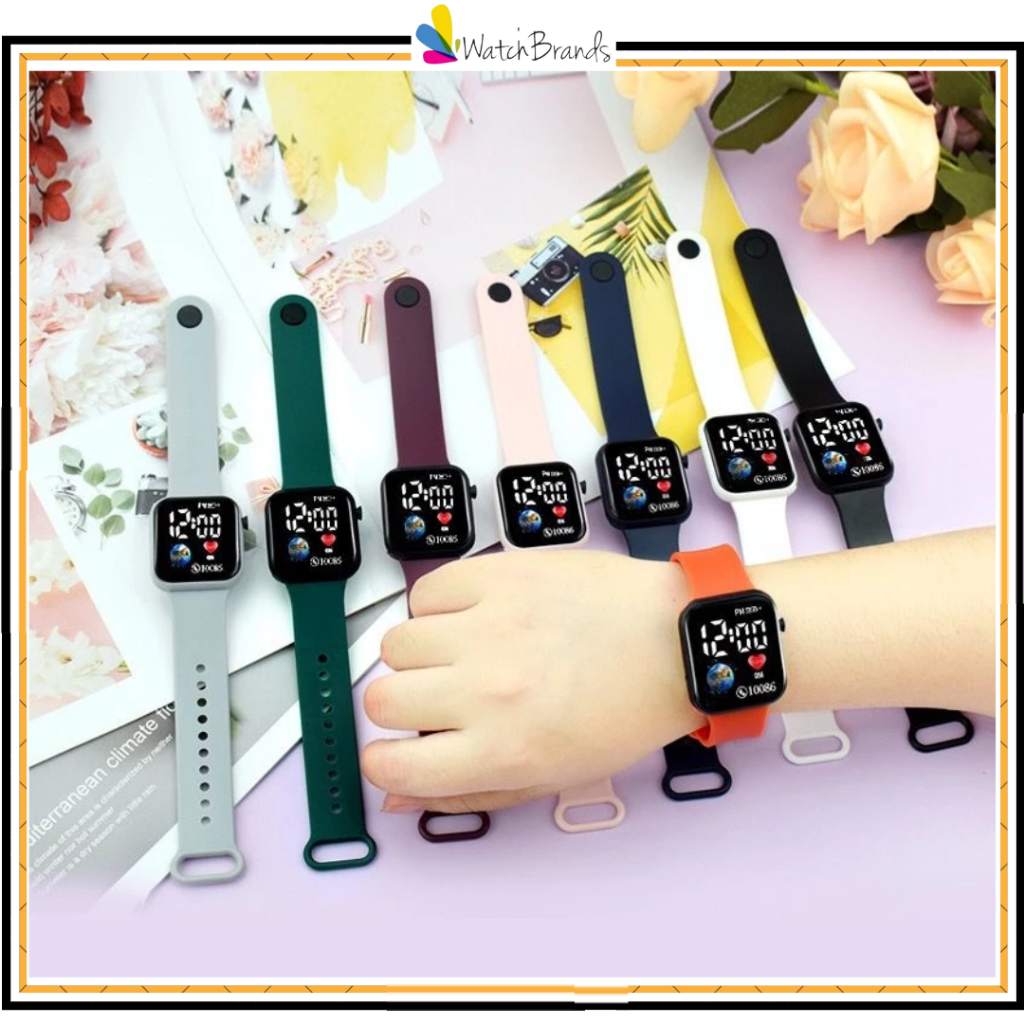 WBS Jam Tangan LED Digital Pria Wanita Rubber Electronic Fashion Couple Anak Remaja Premium M142 RM0