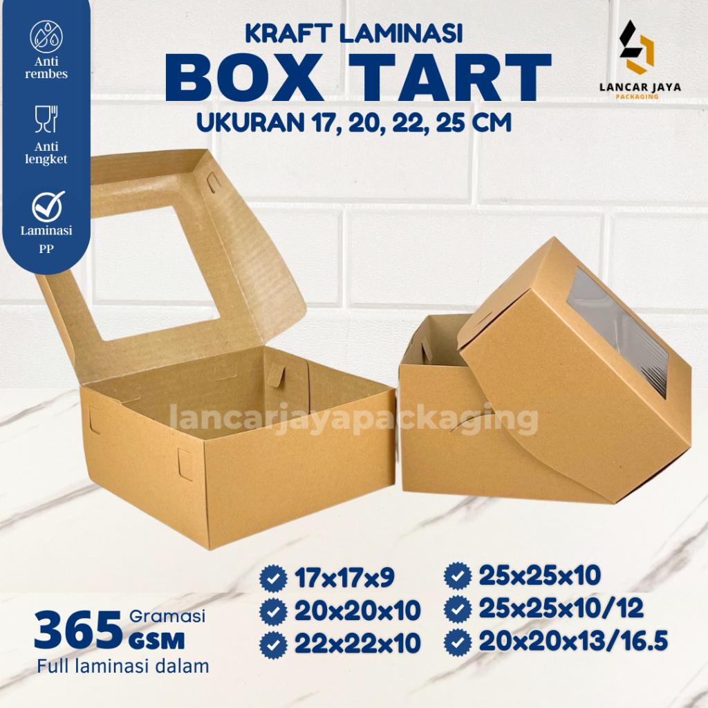 

[350 gsm] Tart Box Kotak Kue Cake Chiffon Roti Kraft Jendela 25 25 12 CM