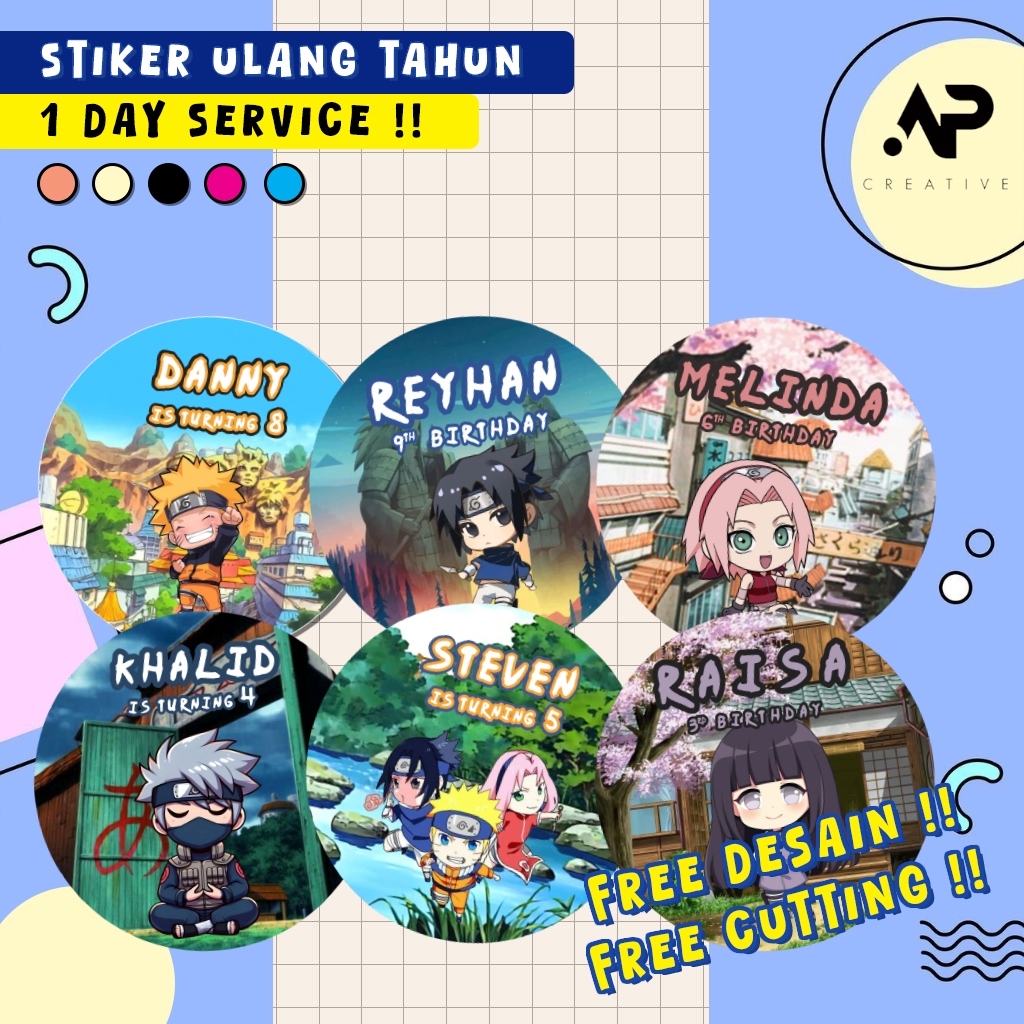 

Stiker Ulang Tahun NARUTO EDITION | Stiker Label Ulang Tahun Anak CUSTOM NAMA | Stiker Ultah Anak | Print Sticker Happy Birthday Free Design | Stiker Souvenir Ulang Tahun Anak Free Design