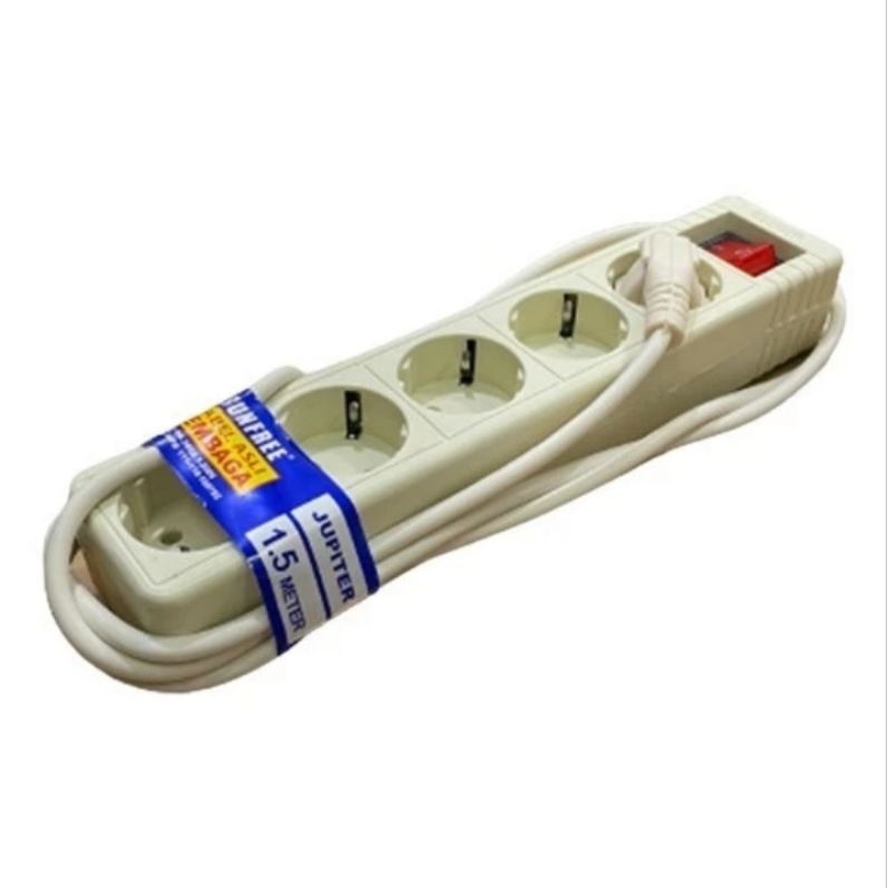 SUNFREE Jupiter StopKontak 5 lubang Panjang Kabel 1,5 meter colokan listrik Rol Raun Cok Sambung Sak