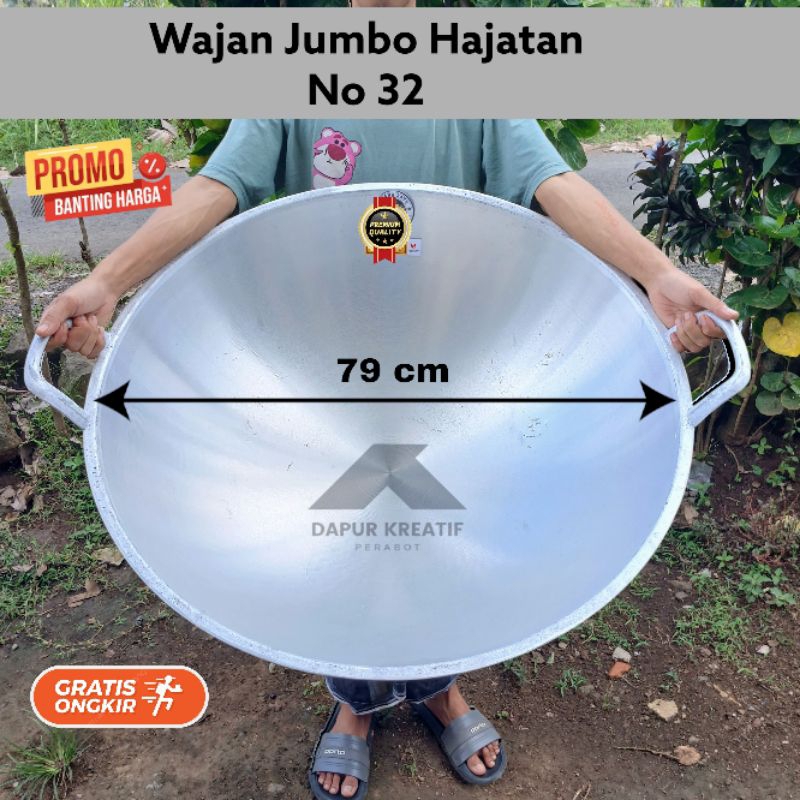 Wajan /Kuali Kancah Jumbo No 32 Katel Hajatan Besar  Lebar 79 cm Bahan Alumunium Tebal BINTANG SATU