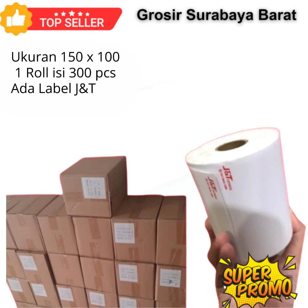 

LABEL STICKER THERMAL 100 X 150 BARCODE 100X150 UKURAN A6 Label Thermal J&T 2 Rangkap 100x150 mm 300pcs Sticker Resi 4X6 JNT