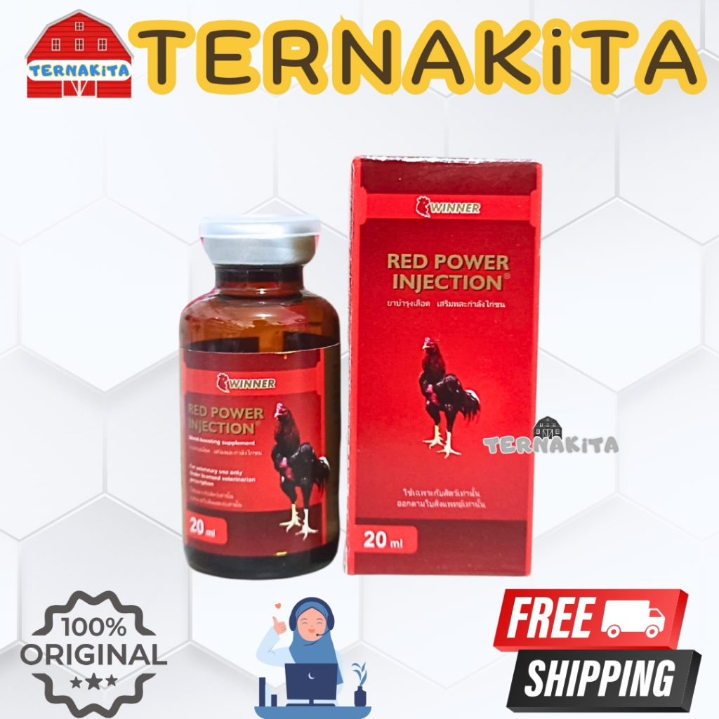 RED POWER INJEKSI 20 ml - Suplemen Multivitamin Ayam Aduan Doping Ayam Laga Pukulan Kencang Kuat