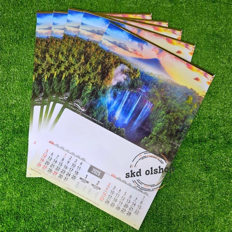 

kalender tahun 2025 AO 08 alam indonesia 6 lembar 2 bulanan ukuran 38x54cm(terima castume cetak merek)