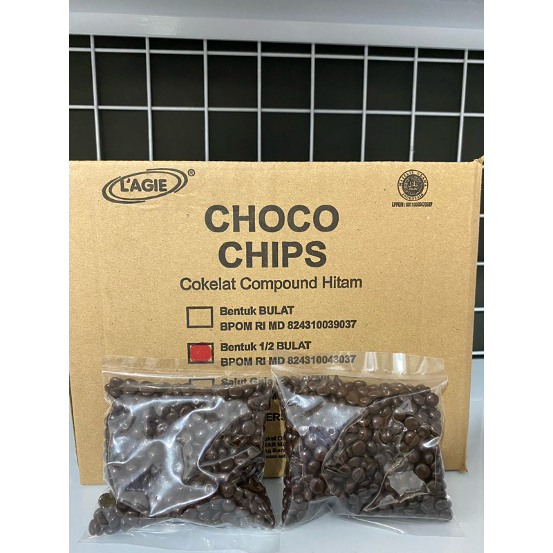 

LAGIE Choco Chips 1/2 Bulat (Kemasan Repack 100gr) BEST SELLER