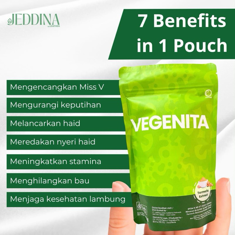

Minuman herbal wanita-Vegenita by Leafhea bahan utamanya dari kunyit sudah BPOM Halal MUI