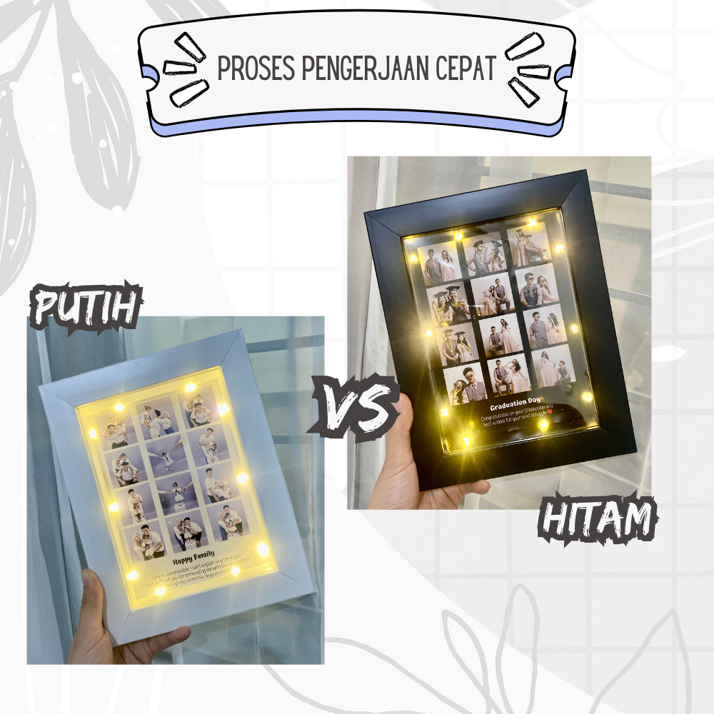 KADO GRID Foto Frame + LED 12 Foto Frame/ GIFT FRAME / Kado Ulangtahun / Wisuda / Graduation/