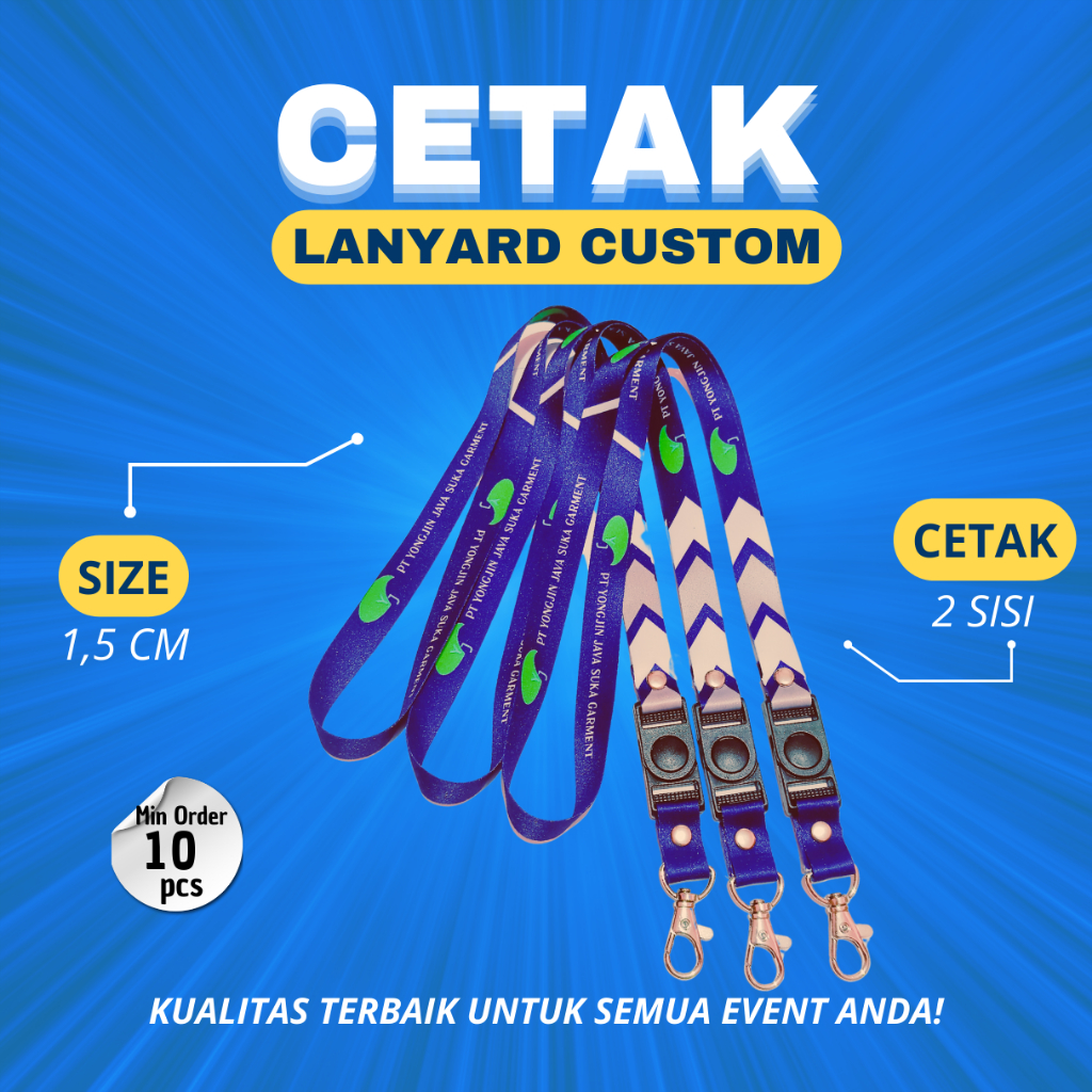 

Cetak Lanyard Custom Full Colour 1,5 cm 2 sisi/Printing Sublim dengan Hasil yang Memuaskan