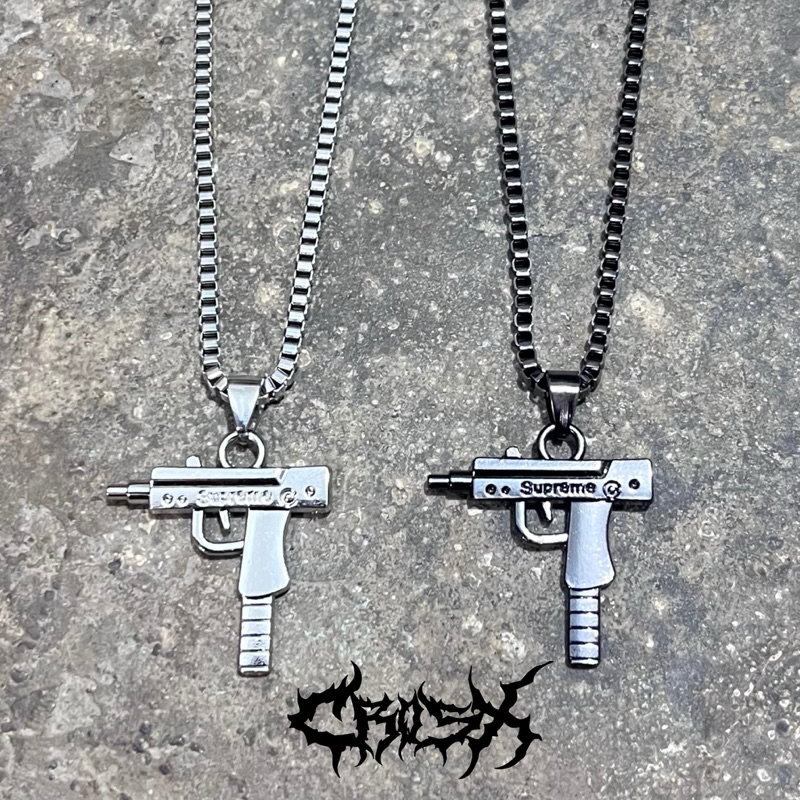 TERBARU UZI NECKLACE / STAR CROSS NECKLACE KALUNG BINTANG KALUNG SALIB DOUBLE LAYER NECKLACE RANTAI