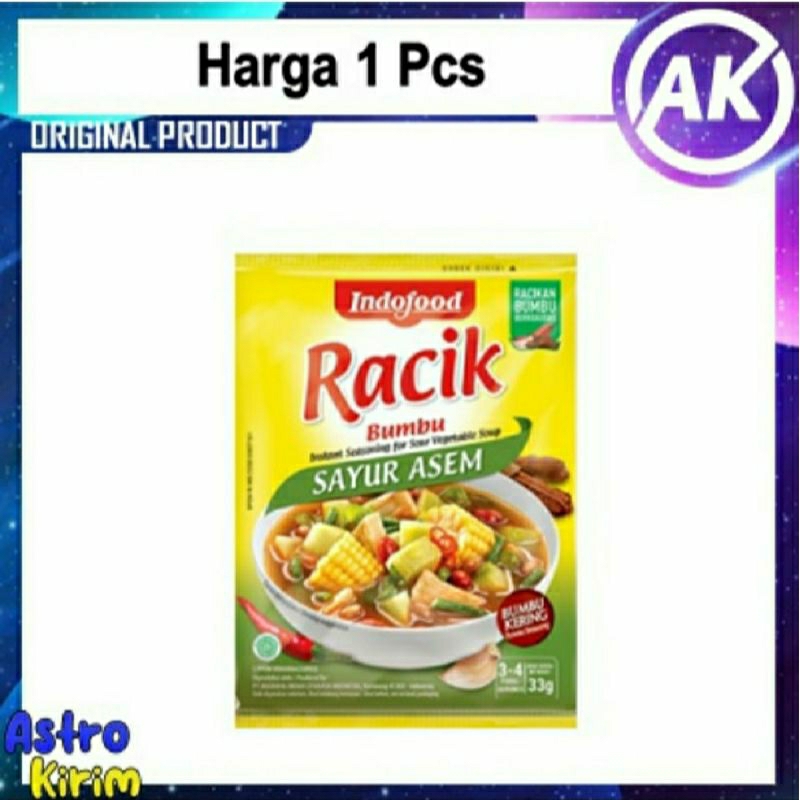 

Bumbu racik sayur asem 1 sachet untuk buat sayur asem lebih enak