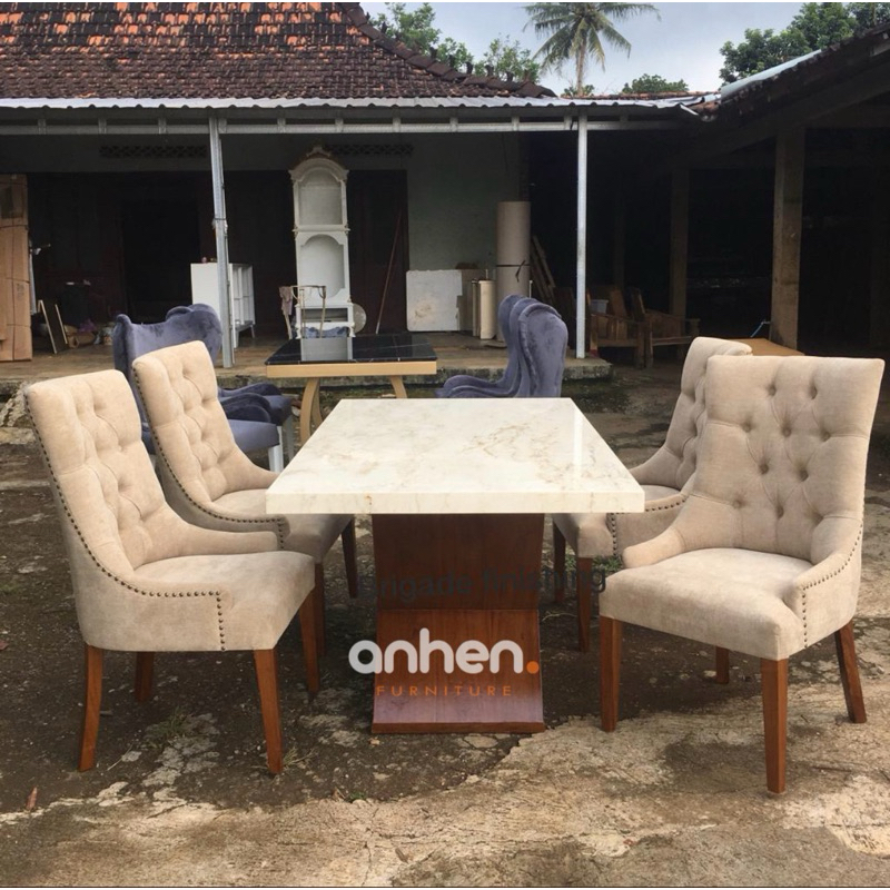 Set Kursi Makan Modern / Set Meja Makan Marmer / Kursi Makan Design Luxury