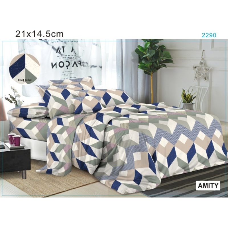 Sprei Set Motif Geometris Chevron Minimalis – Desain Modern, Bahan Lembut & Adem, Sprei Set Motif Ge