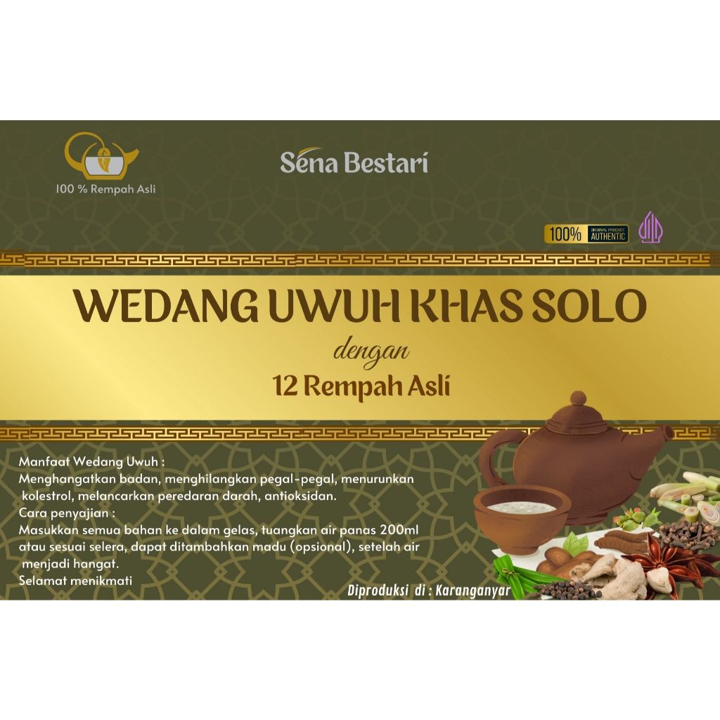 

Wedang Uwuh Khas Solo 1 pack isi 10 pcs/ 100% Rempah Alami Premium/ Pilihan Tepat Keluarga Sehat