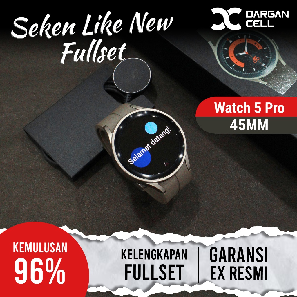 SEKEN LIKE NEW SAMSUNG GALAXY WATCH 5 PRO (45MM) FULLSET MULUS SECOND GARANSI EX RESMI