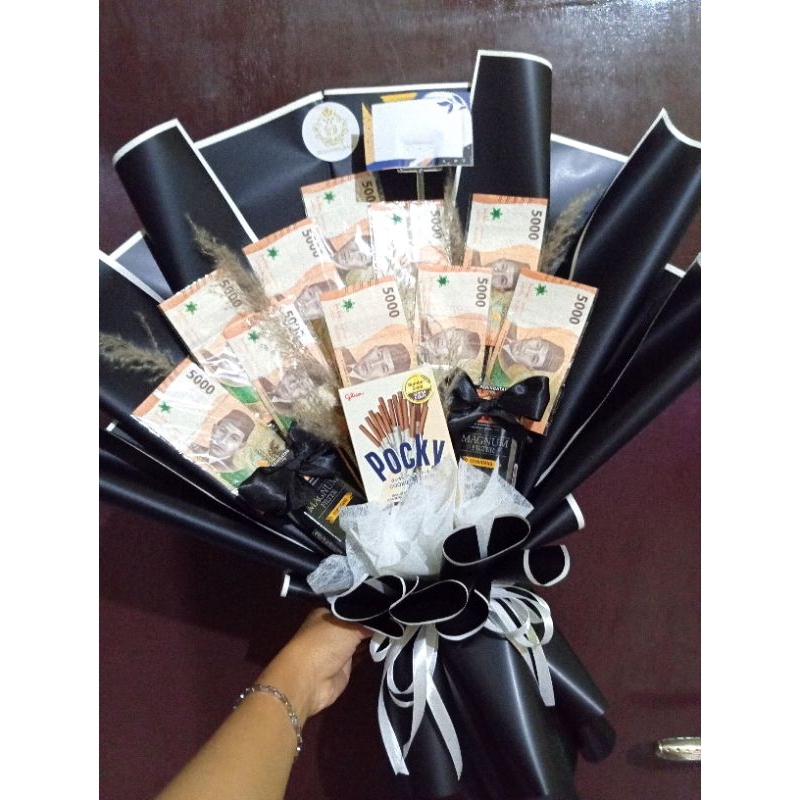 Buket Uang bunga kado ultah uang money bucket hadiah ultah birthday buket besar pocky