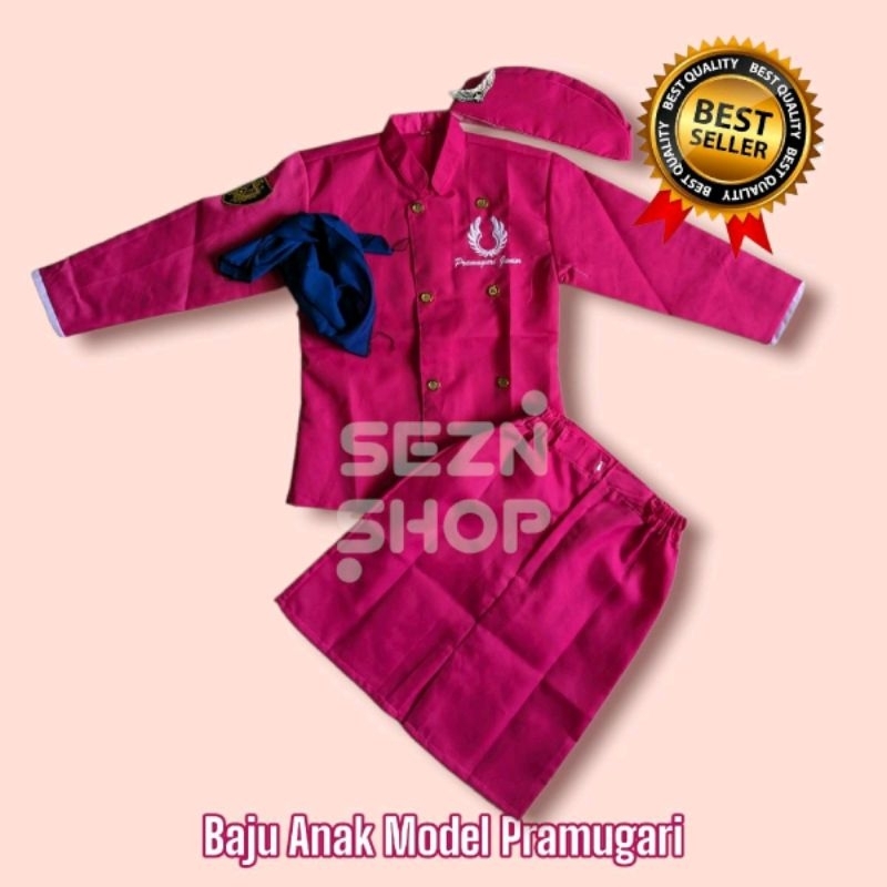 Baju Anak Pramugari Pink Polos Free Syal Dan Pin Kostum Anak Karnaval