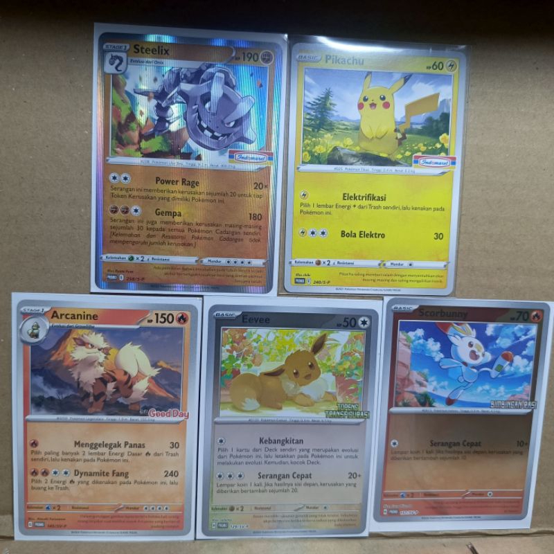 "Cek Deskripsi" Pokemon TCG Indonesia Kartu Promo Card Pikachu, Arcanine, Steelix, Scorbunny, Eeve |