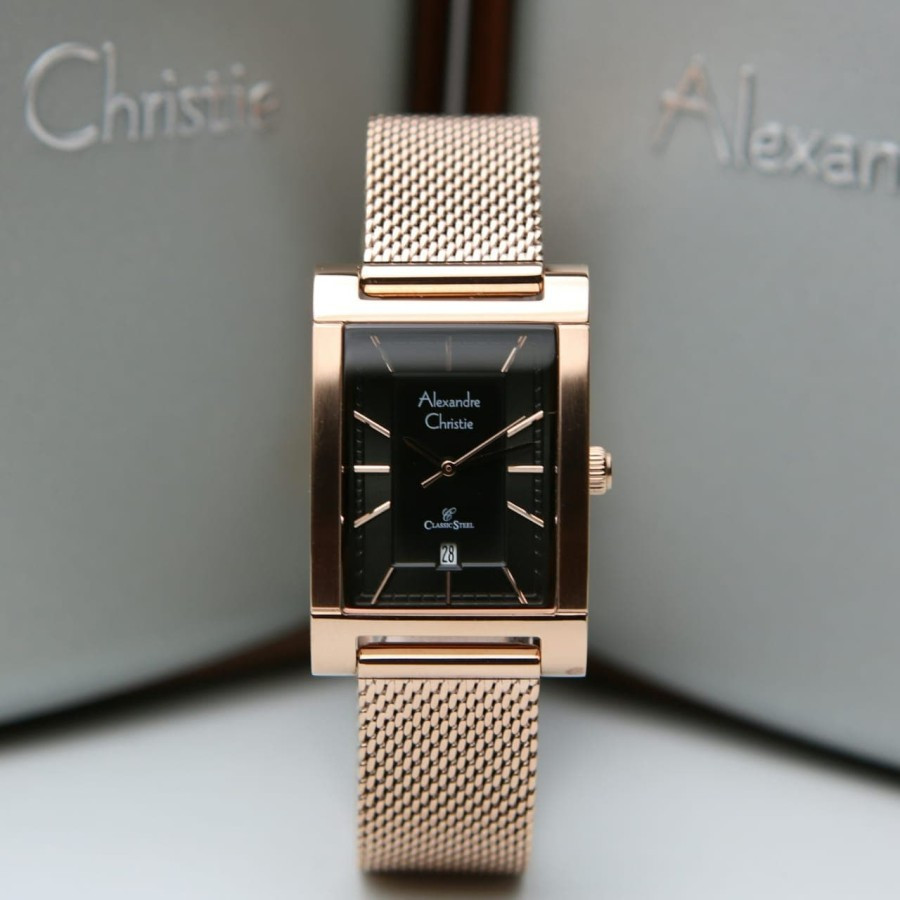 Jam Tangan Wanita Alexandre Christie AC2863 AC 2863 Rosegold Black Original Garansi Resmi 1 Tahun