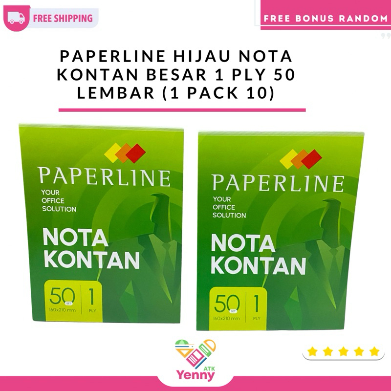 

Paperline Nota Kontan Hijau Besar 1 Ply | Nota Kontan Paperline 50 Lembar | Nota 1 Pack 10