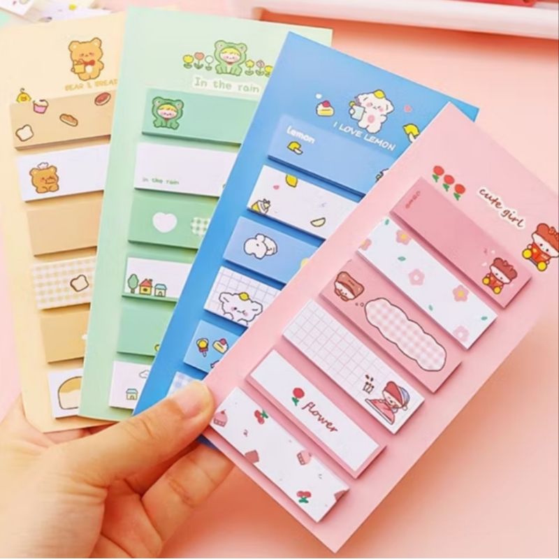 

KIANDAA Sticky Note 6 in 1 line post it bahan kertas motif lucu cute sticky notes