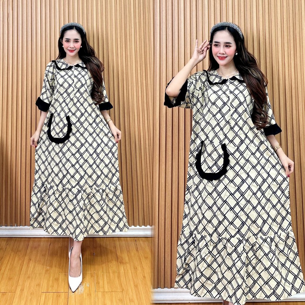 Daster Rayon Premium || Daster Saku Rempel Terbaru Resleting Depan Rempel Bawah Lengan Rempel Saku a