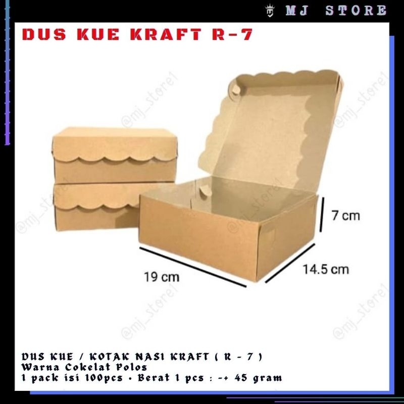 

DUS KUE R7 KRAFT • UK. 19x14.5x7cm • KOTAK KUE / KOTAK SNACK / KOTAK NASI / KOTAK HAJATAN / BOX BERKAT / DUS MAKANAN