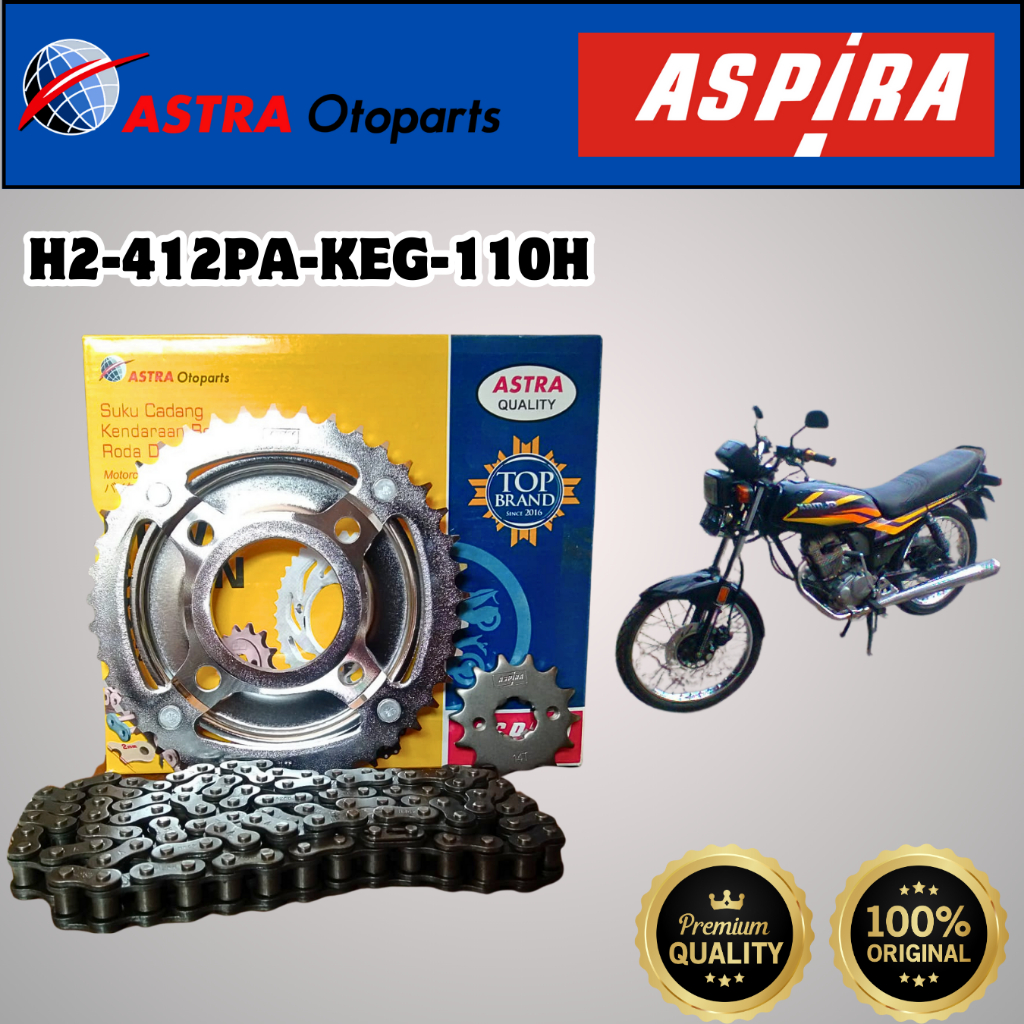 Gir Set , Gear Set Motor Honda GL MAX NEO TECH Aspira KEG - 110 H ORI Gir Depan Gir Belakang Rantai