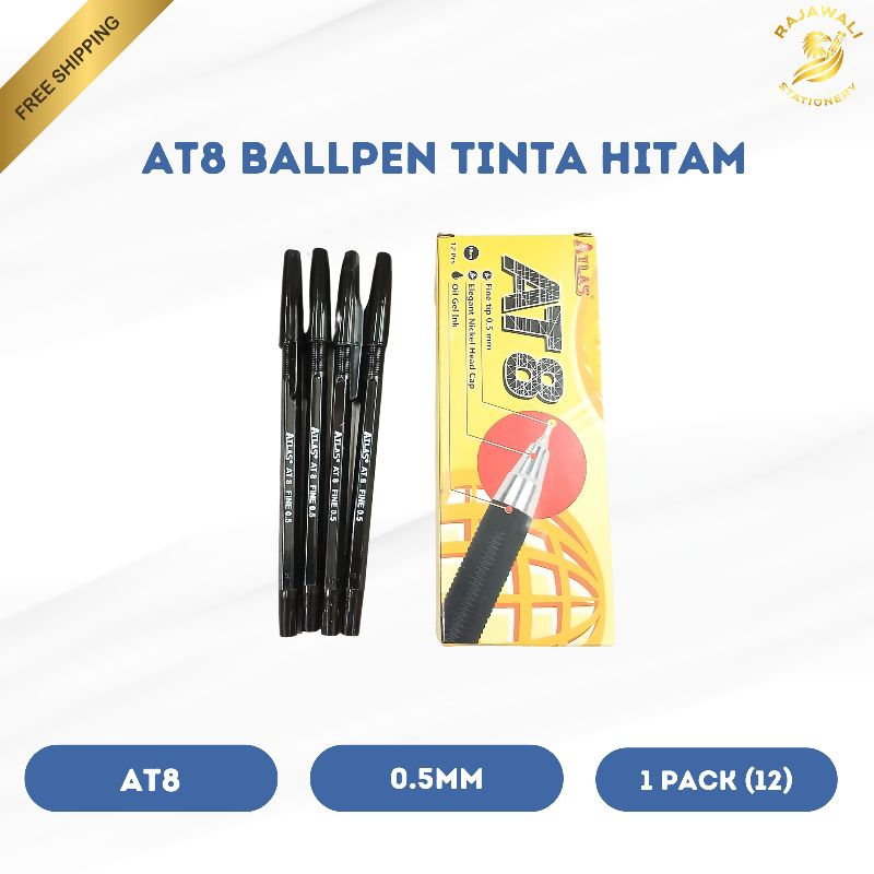 

AT8 BallPoint Tinta Hitam | 0.5mm | 1 Pack (12)