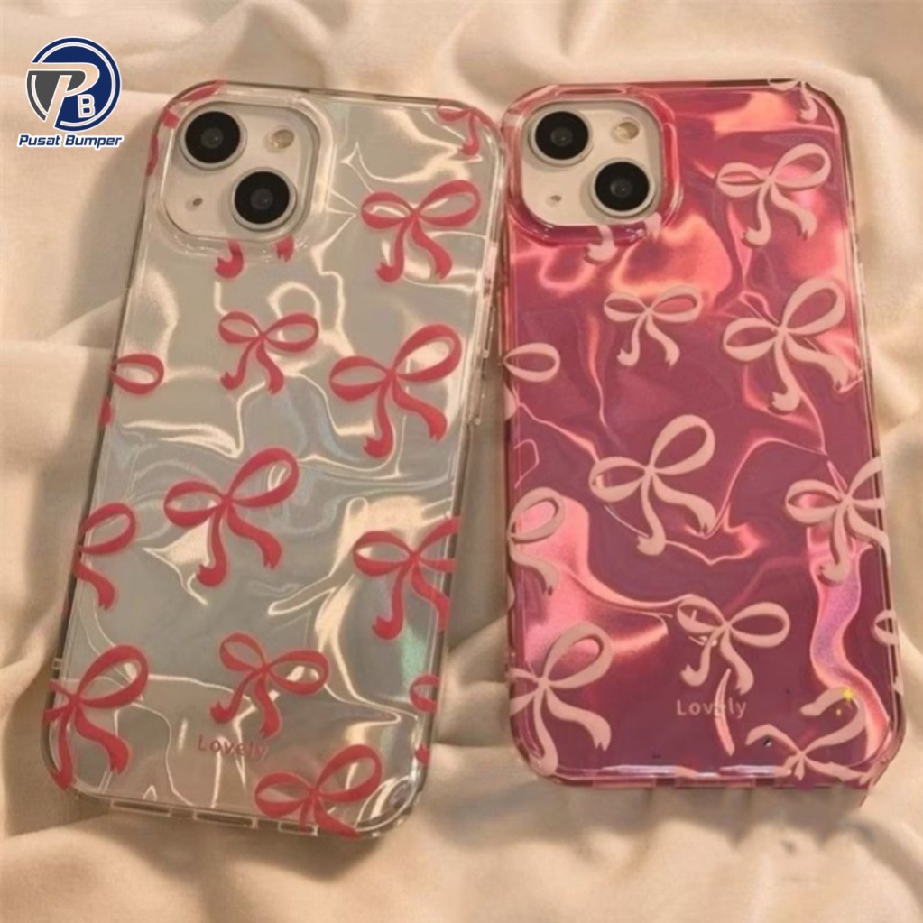 Ss999 Gradiant Laser Watery Lovely Pink Bow Case For Oppo A3x A40 A3 Nfc A3 Pro A3s A5s A7 A12 F9 A1