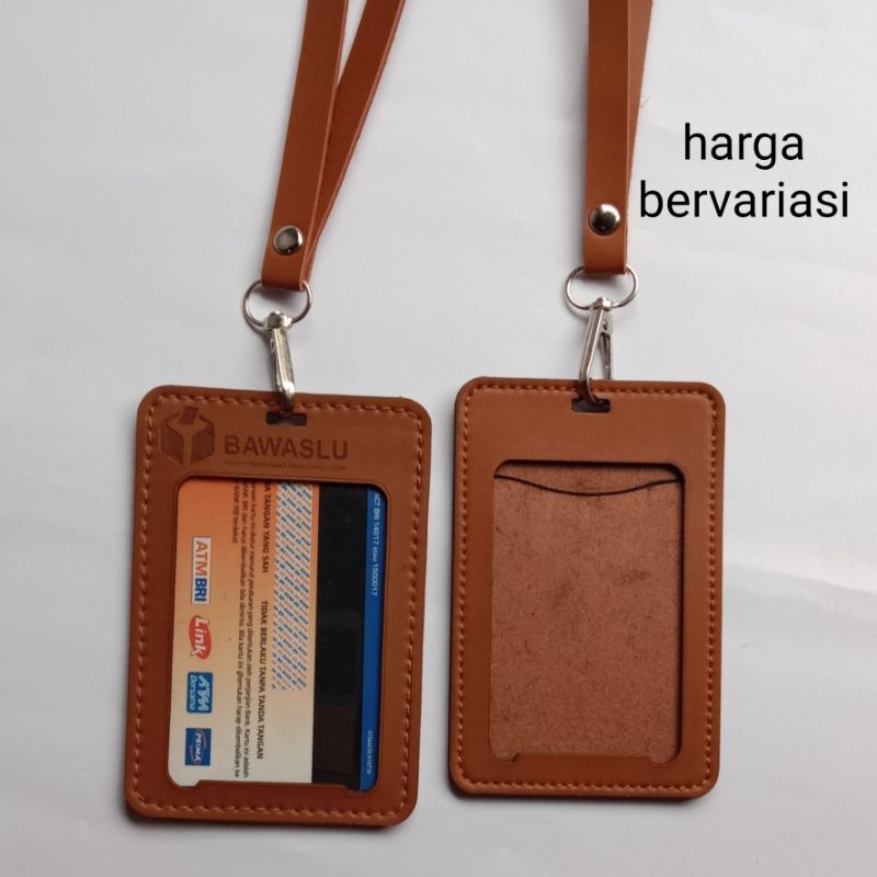 

Tempat ID CARD Kulit Holder 2Slot Grafir|Polos name tag lanyard