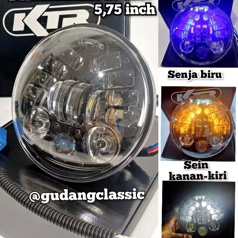 Lampu Depan 5,75 inch 16 Led Senja Biru KTR
