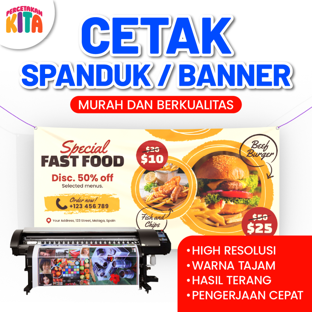 

CETAK SPANDUK / BANNER MURAH BERKUALITAS I BAHAN FLEXY / KORCHIN