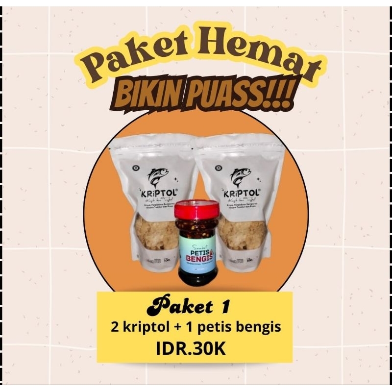 

Paket hemat bikin puas (2 Kriptol+sambal petis bengis)
