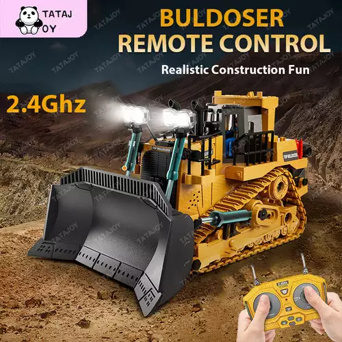Tatajoy Remote Control Bulldozer 2.4 GHz Remote Control Truck 9 Channel Dozer Front Loader Mainan